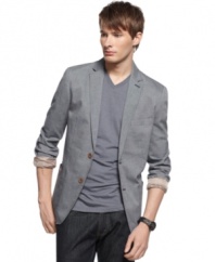 A touch of class. Clean up your casual look in an instant with the addition of this blazer from American Rag.