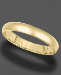 With a rounded edge and slender band, this gleaming 14k gold ring is perfect for every day. Size 8.5-13.