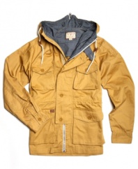 Layer up for cool casual style with this hooded jacket from Triple Fat Goose.