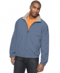Greet the in-between weather in the comfort and style of this lightweight jacket from Perry Ellis.