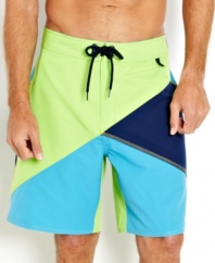 Flag it. Stand out in the surf in these comfortable boardshorts from Nautica.