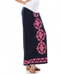 INC updates a summer staple, the petite maxi skirt, with rhinestones and embroidery for an extra-elegant look!