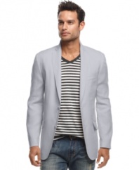 A linen blazer provides a classic summer layer. This INC International Concepts blazer raises your style with a timeless look.