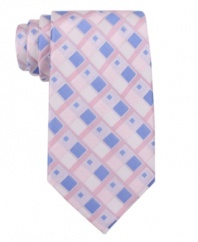 Add extra dimension to your dress look with this neat-patterned tie from Michael Kors.