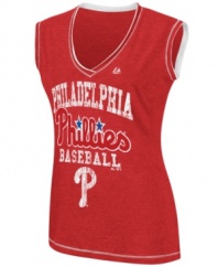 Finally! A fan favorite fit just for you-this Philadelphia Phillies MLB tank from Majestic Apparel is a homerun.