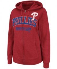 Give it up for the team you love. This Majestic Apparel Phillies hoodie is the ultimate show of support--fitted for a woman's body!