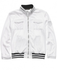 Zip into this luxe terry-cloth track jacket from Sean John and commence relaxation.