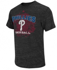 Score a home run in your casual wardrobe -- this Philadelphia Phillies fashion tee from Majestic steps up to the plate and knocks it out of the park.