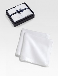 A duo of cotton batiste handkerchiefs from the iconic Saville Row creator of fine men's furnishings. Boxed set of 2Each, 18½ squareMachine washImported