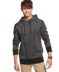 Refresh your look with a modern design. This asymmetrical zip hoodie from Bar III is all about contemporary hip style.