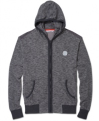 Sean John makes a layer into a statement with this ultra-cool zip-front hoodie.