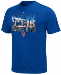 Check it out. Give props to your city and your favorite team in this graphic New York Mets MLB t-shirt from Majestic.