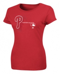Crowd-pleaser. You'll get high-fives all around at the game when you're sporting this Philadelphia Phillies MLB t-shirt from Majestic.