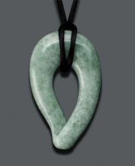 Smooth and serene, this marbled jade teardrop pendant (38-64 mm) inspires only good things. Necklace crafted from black silk cord. Approximate length: 24 inches. Approximate drop: 2-1/2 inches.