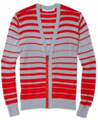 Put a little swagger in your step in this handsome Sean John striped cardigan.