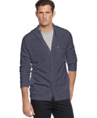 This snap front hoodie from Kenneth Cole New York is a step up from your regular layer.
