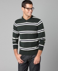 A simple, streamlined stripe gives this Tommy Hilfiger sweater classic appeal.