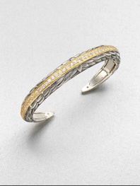 Sparkling white sapphires set in radiant 23k goldplating on a sterling silver feather base. White sapphires23k goldplated sterling silverSterling silverDiameter, about 2.75Slip-on styleImported