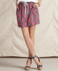 Simple and short, this super-cute Tommy Hilfiger skirt is an easy way to dress up casual days. The vibrant print and rope belt adds interest to a basic A-line silhouette.