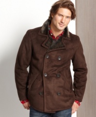 Wrap up in warmth and style with this double-breasted coat from Nautica.