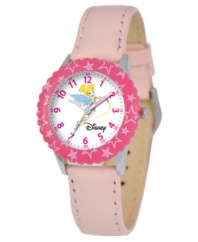 Clap if you believe in fairies! Help your kids be on time with this adorable Time Teacher watch from Disney. Featuring everyone's favorite pixie, Tinker Bell, the hour and minute hands are clearly labeled for easy reading.