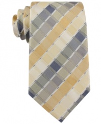 Square off. In a cool palette, this Kenneth Cole Reaction tie brightens up your everyday look.