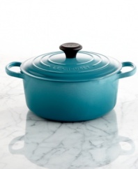 Size matters! Make family meals even easier with the stove-top friendly size of this classic dutch oven. Perfect for chili and spaghetti sauce, this Signature piece masters slow cooking, evenly distributing and retaining heat and moving effortlessly from oven to table. Lifetime warranty.