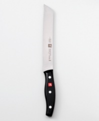 Effortlessly slice through sourdough bread or a hearty pumpernickel loaf with Henckels Twin Signature 8 Bread Knife. Featuring FRIODUR's hand-honed ice-hardened blade for a sharper, more resilient edge. Easy to grasp and comfortable to use, the easy-grip ergonomic handle allows you to wield the control. Full warranty.
