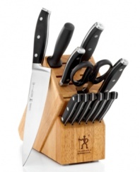 Here's a real block party! Forged blades, full bolsters and triple rivet handles create an undeniably strong, durable and dependable cutlery collection. Each piece features an ergonomic design with a stunning satin-finish stainless steel blade that retains its sharpness and edge time & time again. Lifetime warranty.