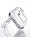 New in the mix from Cuisinart. Enjoy the power of 9-speed hand mixer equipped with handy attachments and its very own snap-on storage case. It's time to whip up fluffy meringues, knead some dough, clean it up and go! SmoothStart(tm) feature with 3 low mixing speeds eliminates splattering. Three-year limited warranty. Model HM-90S.