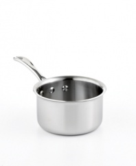Brilliant good looks. Perfect gourmet results. Combining the long-lasting radiance of stainless steel with the superior  performance of a highly conductive, heavy-gauge aluminum core, the Calphalon Tri-Ply open saucepan makes it easy to prepare mouthwatering meals day after day -- each more memorable than the last. Lifetime warranty.