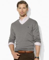This classic-fitting, lightweight sweater in luxurious Pima cotton is the perfect preppy layering piece.