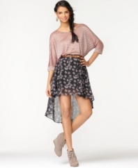 Bar III's high-low hem skirt adds edge to any outfit. Pair it with a cropped top for a look that's effortless-chic!