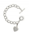 Add a little love to every day with this simple charm bracelet by Monet. Your collection has already been started with a heart charm sparkling with crystal accents. Approximate length: 7 inches. Approximate drop: 3/4 inches.