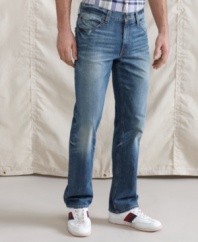 Great jean style never fades. A slight wash makes these the perfect casual pair of denim from Tommy Hilfiger.