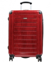 A hardside approach for easy travel. Providing long-lasting durability and protection at the most critical points, this spinner suitcase gives you peace of mind on your trips, following your every move with incredible 360º ease. The deluxe interior features two compartments with mesh pockets and a suiter for wrinkle-free travel. Lifetime warranty.