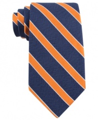 Sporty stripes recall classic heritage styling. This Tommy Hilfiger tie exudes classic cool.