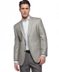 Get the boardroom buzzing. This slim fit sharkskin blazer from Calvin Klein means business.