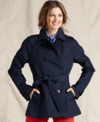 In the trenches: This Tommy Hilfiger trench coat features a shorter length and weatherproof, lightweight fabric -- perfect for changeable spring days!