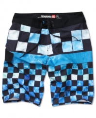 Make a summer splash with these retro-inspired graphic boardshorts from Quiksilver.