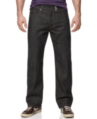 A dark wash and comfortable, relaxed fit make these Sean John jeans a must-have for relaxed weekend wear.