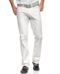 Lighten up this season with a pair of on-trend white jeans from Perry Ellis and keep your look clean and fresh.