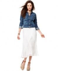 Can't decide on lace versus swiss dot or eyelet? Try Style&co.'s midi skirt for all your favorite spring fabrics in one!
