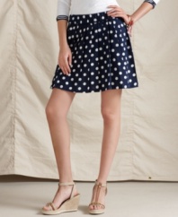 Pleats and polka dots join forces in this swingy skirt from Tommy Hilfiger. Pair it with a simple tee or a lightweight sweater for sporty style!