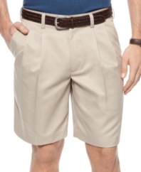 What a lightweight. Get classic style in a comfortable fit with these double-pleated shorts from Izod.
