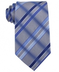 Cool crossover. This tie from Kenneth Cole Reaction is a modern pattern play.
