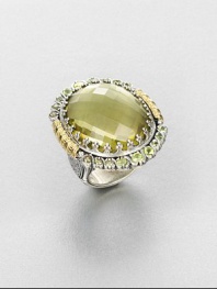 EXCLUSIVELY AT SAKS. From the Irma Collection. Faceted lemon citrine set in a sterling silver design, surrounded in complimentary peridot stones and accented with radiant 18k gold. Lemon citrine and peridotSterling silver18k goldWidth, about 1.25Imported