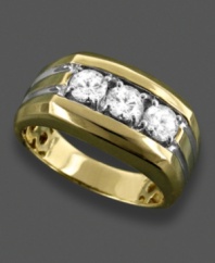 Reflect your brilliance with this handsome ring, in two-tone 14k gold with round-cut diamonds (1 ct. t.w.).