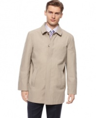 Dress up your outerwear with classic style in this lightweight coat from Clavin Klein.