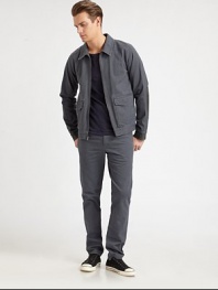 Not your everyday jean jacket, this ultra-cool topper is given a stylish update in a smoky hue with sumptuous leather detail.Full-zip frontFront flap pocketsButtoned cuffsAbout 28 from shoulder to hemCottonDry cleanImported